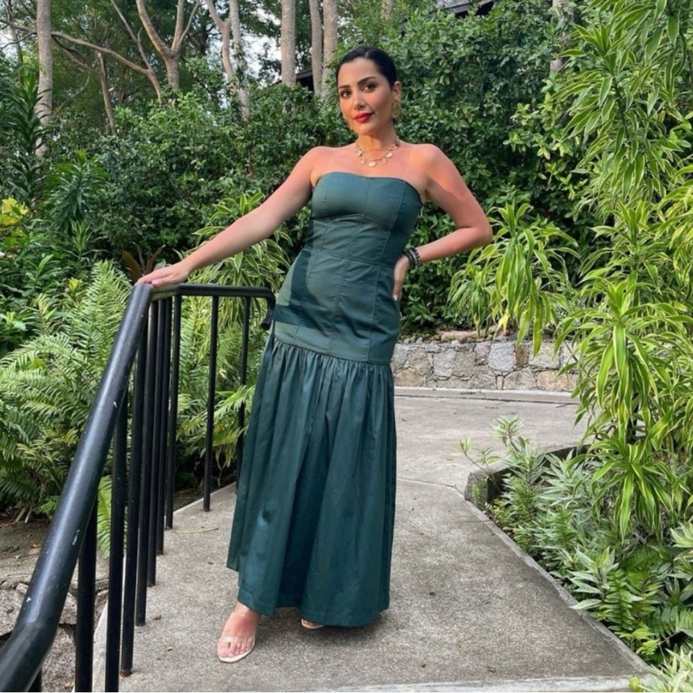 New $119 Zara Green Midi Dress with Topstitching 2550/335 Small - Picture 4 of 14